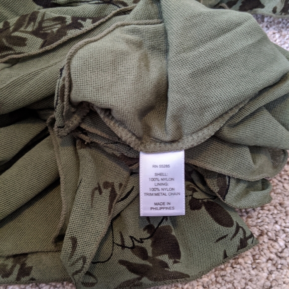 Express olive green floral tank with chain straps - Picture 3 of 4